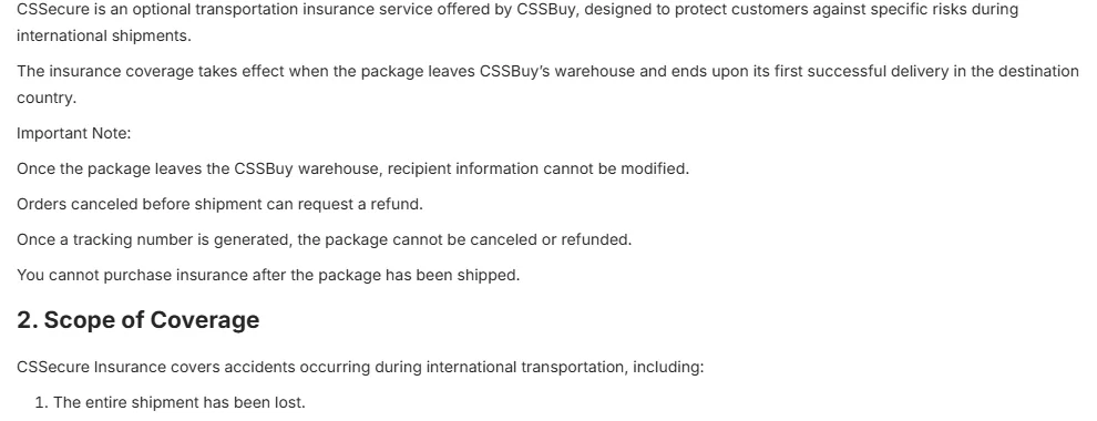 CSSecure plan opening sections: what the insurance is and the scope of coverage