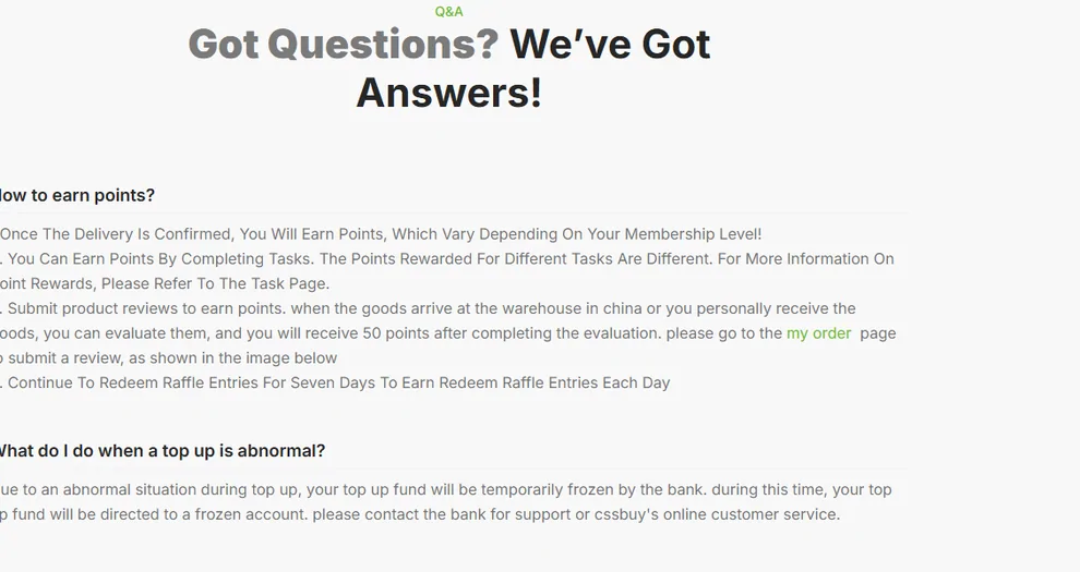 Homepage questions block answering points, abnormal top-ups and bank charge records