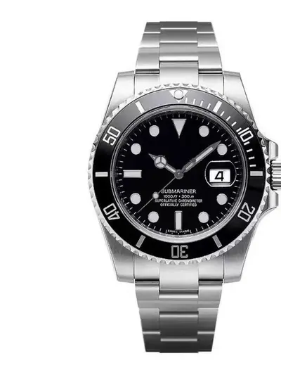 Stainless-steel dive watch with a black bezel and date window