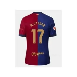 Football kit halved in red and blue with the number 17